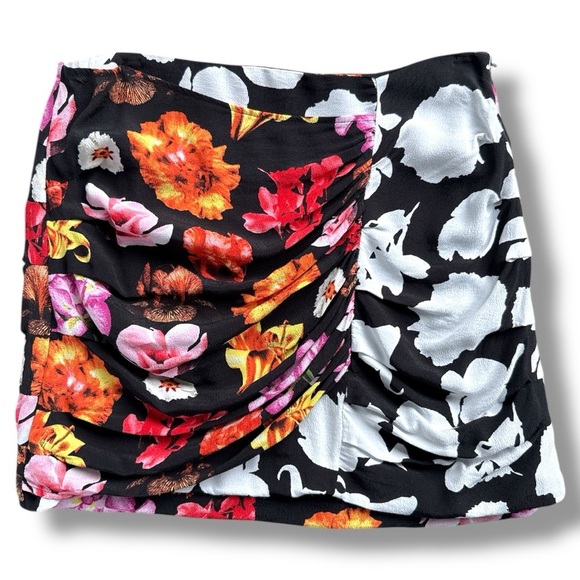 Desigual Floral Mini Skirt Draped Ruched Faux Wrap - Picture 1 of 16